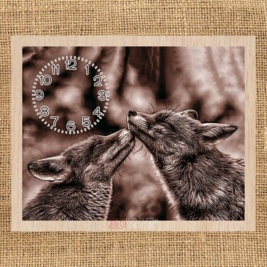 FOXES CLOCK pyroprinter & laser-ready file 3DWave.us